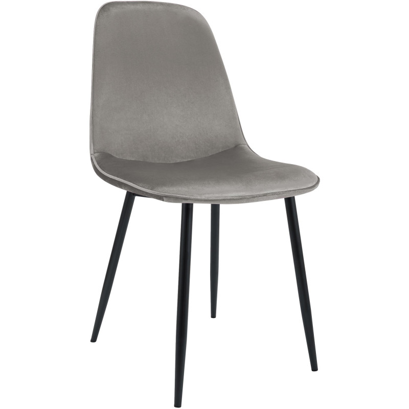Chaise moderne minimaliste Velours Gris clair Métal Noir Mat Erony - 1