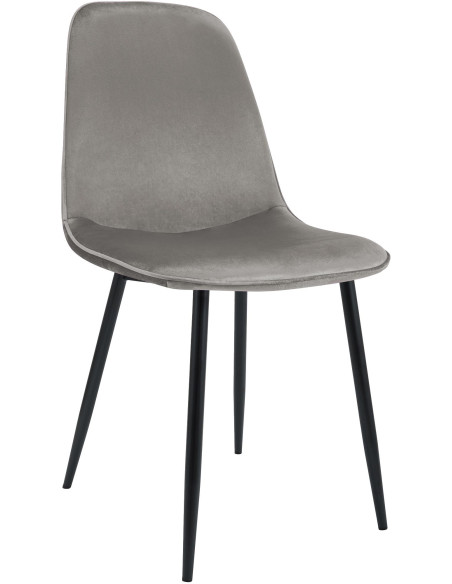 Chaise moderne minimaliste Velours Gris clair Métal Noir Mat Erony - 1