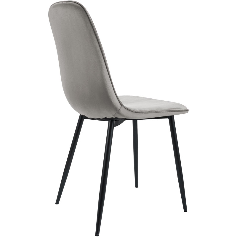 Chaise moderne minimaliste Velours Gris clair Métal Noir Mat Erony - 2
