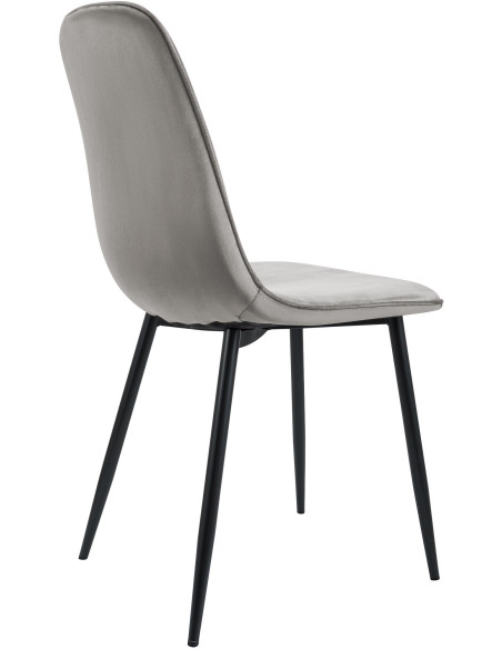 Chaise moderne minimaliste Velours Gris clair Métal Noir Mat Erony - 2