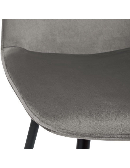 Chaise moderne minimaliste Velours Gris clair Métal Noir Mat Erony - 3