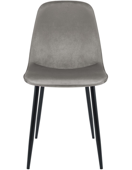 Chaise moderne minimaliste Velours Gris clair Métal Noir Mat Erony - 4