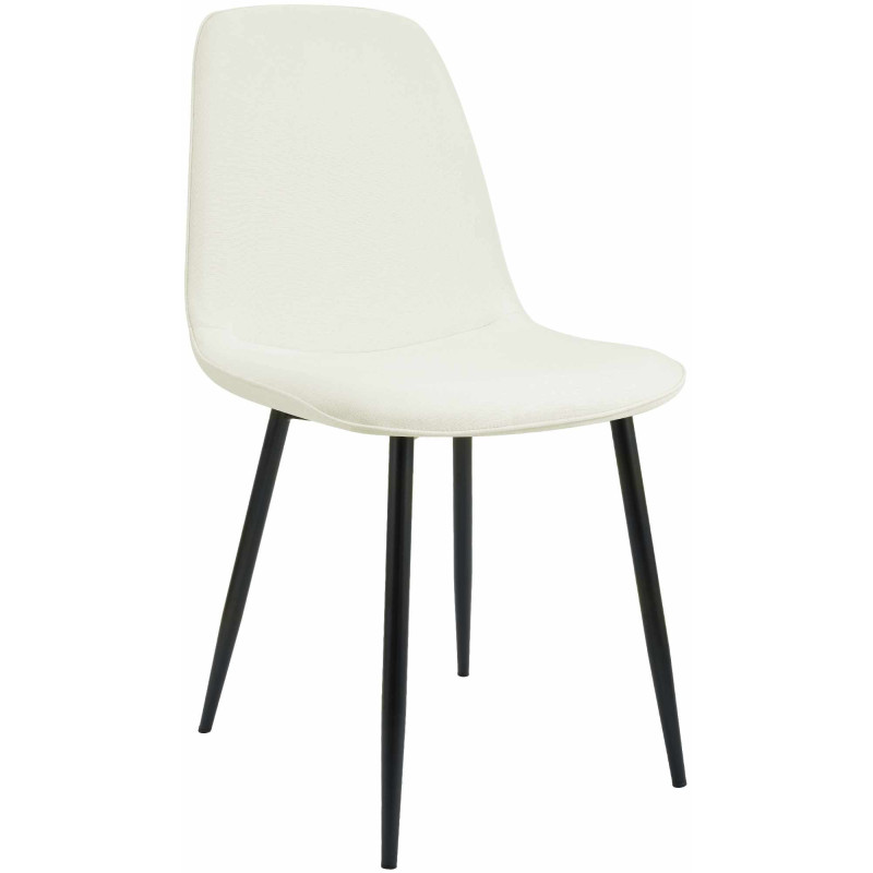 Chaise moderne minimaliste Tissu Blanc crème Métal Noir Mat Erony - 1