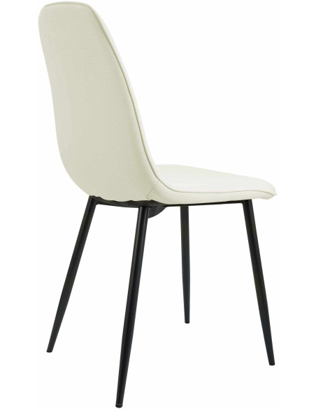 Chaise moderne minimaliste Tissu Blanc crème Métal Noir Mat Erony - 2