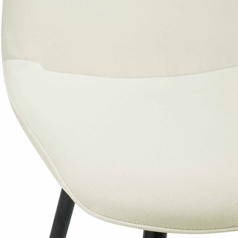 Chaise moderne minimaliste Tissu Blanc crème Métal Noir Mat Erony - 3