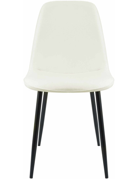 Chaise moderne minimaliste Tissu Blanc crème Métal Noir Mat Erony - 4