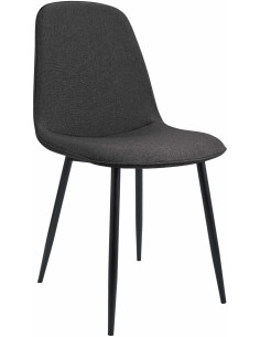 Chaise moderne minimaliste Tissu Gris foncé Métal Noir Mat Erony - 1