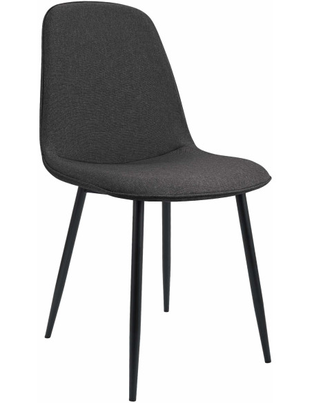 Chaise moderne minimaliste Tissu Gris foncé Métal Noir Mat Erony - 1