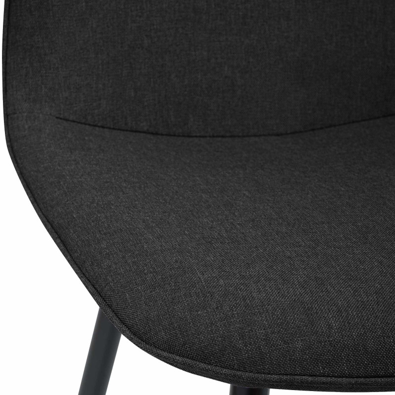 Chaise moderne minimaliste Tissu Gris foncé Métal Noir Mat Erony - 4