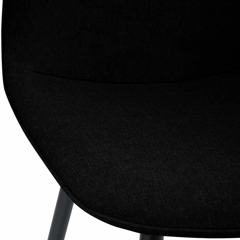 Chaise moderne minimaliste Tissu Noir Métal Noir Mat Erony - 3