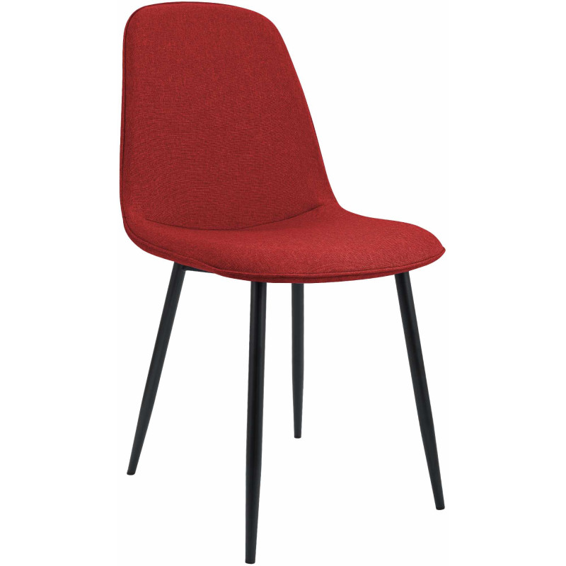 Chaise moderne minimaliste Tissu Rouge Métal Noir Mat Erony - 1