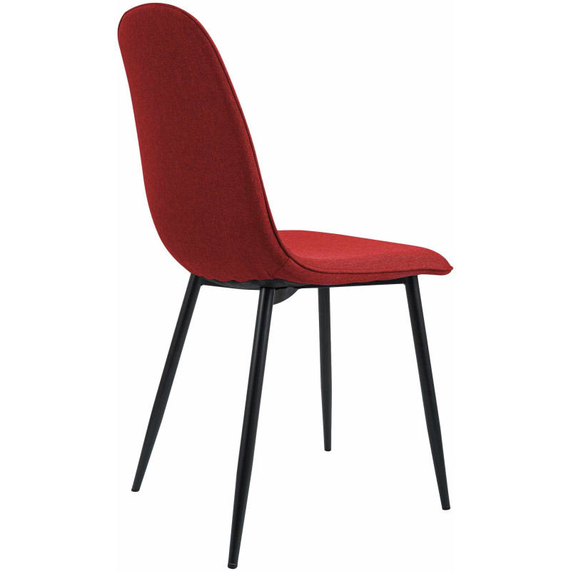 Chaise moderne minimaliste Tissu Rouge Métal Noir Mat Erony - 2