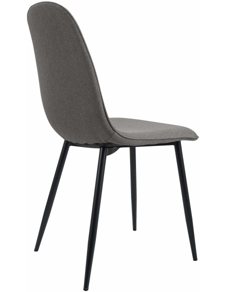 Chaise moderne minimaliste Tissu Gris clair Métal Noir Mat Erony - 2
