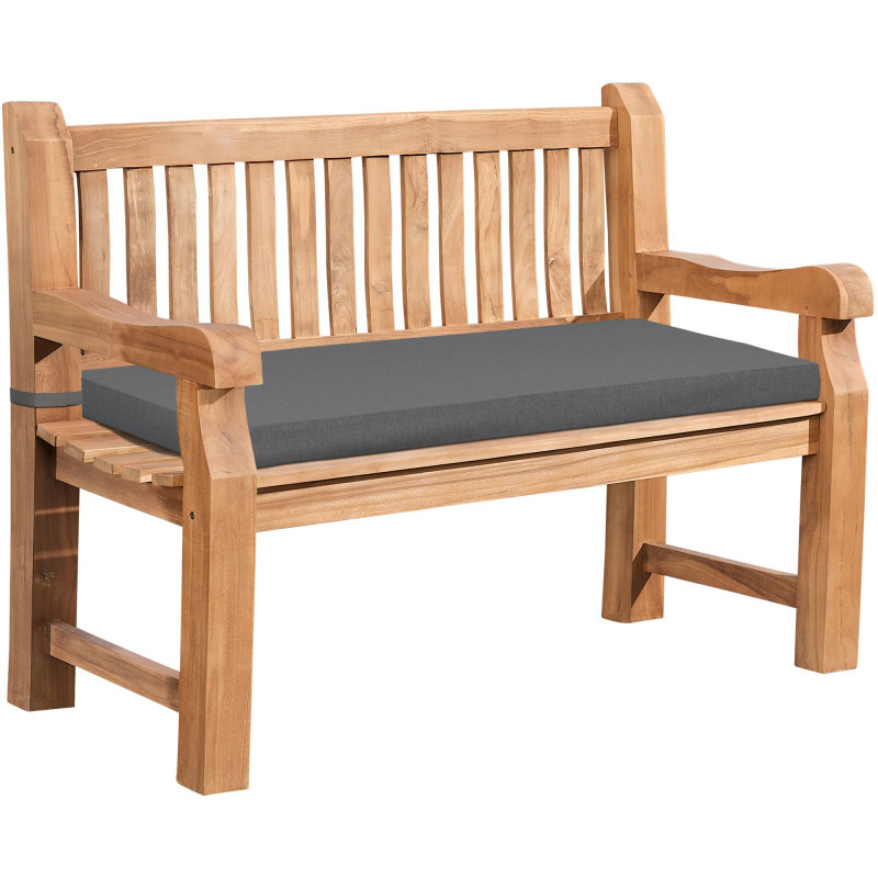 Banc de jardin avec coussin 2 places 150 cm Bois de teck Naturel Tissu Gris foncé Kelor - 1