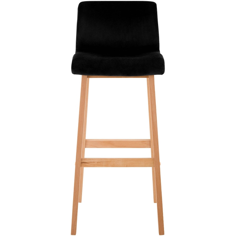 Tabouret de bar scandinave Velours Noir Bois de hêtre Naturel Ociel - 4