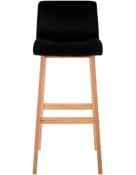 Tabouret de bar scandinave Velours Noir Bois de hêtre Naturel Ociel - 4