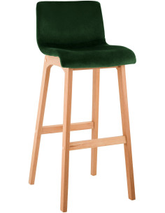 Tabouret de bar scandinave Velours Vert Bois de hêtre Naturel Ociel - 1