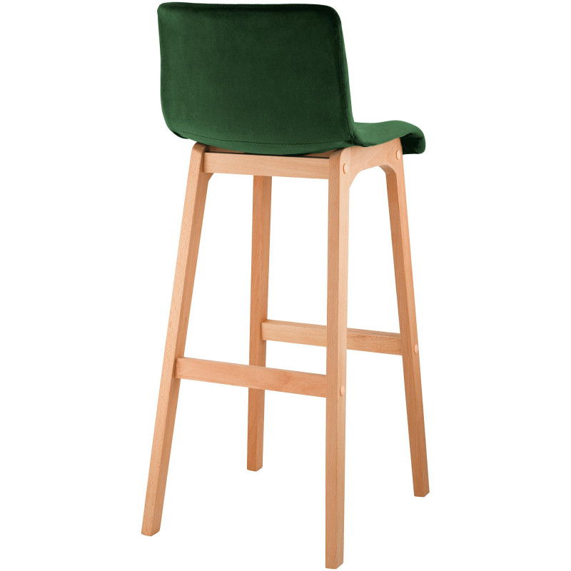 Tabouret de bar scandinave Velours Vert Bois de hêtre Naturel Ociel - 2