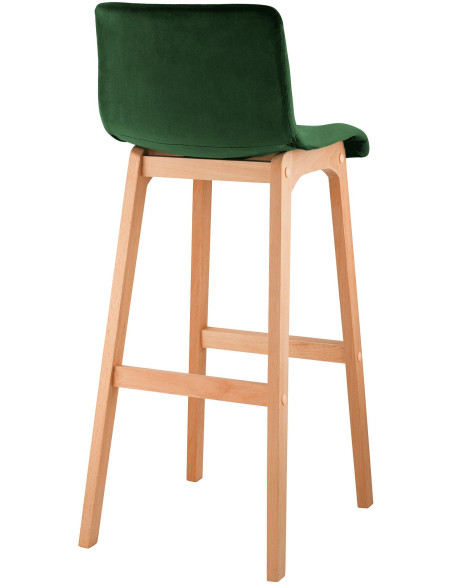Tabouret de bar scandinave Velours Vert Bois de hêtre Naturel Ociel - 2