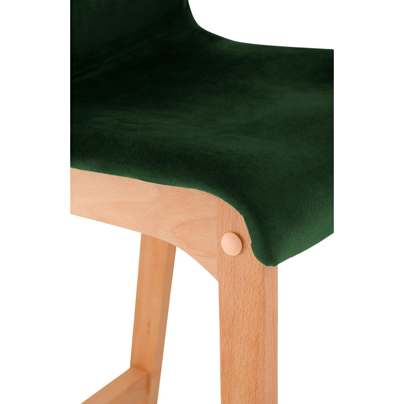 Tabouret de bar scandinave Velours Vert Bois de hêtre Naturel Ociel - 3
