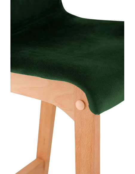 Tabouret de bar scandinave Velours Vert Bois de hêtre Naturel Ociel - 3