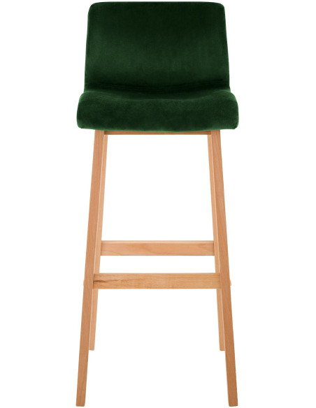 Tabouret de bar scandinave Velours Vert Bois de hêtre Naturel Ociel - 4