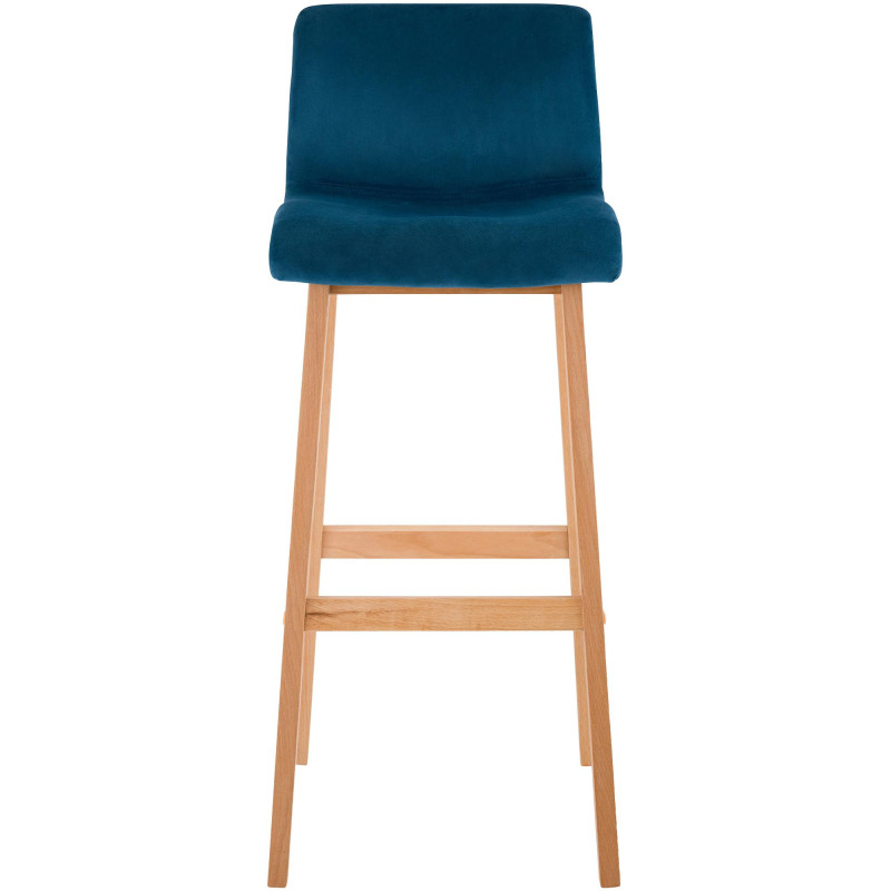 Tabouret de bar scandinave Velours Bleu Bois de hêtre Naturel Ociel - 4