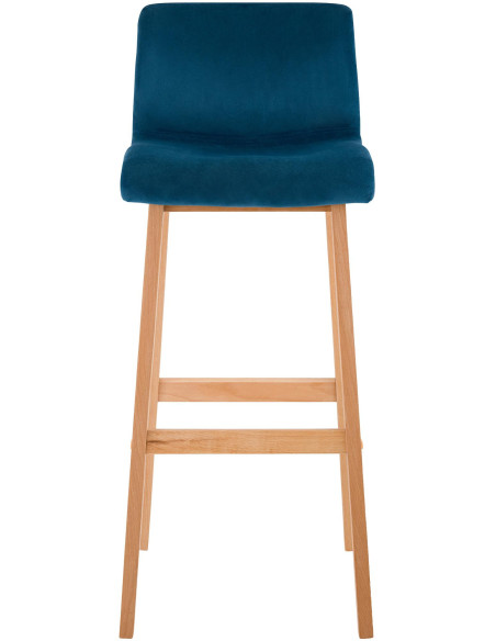 Tabouret de bar scandinave Velours Bleu Bois de hêtre Naturel Ociel - 4