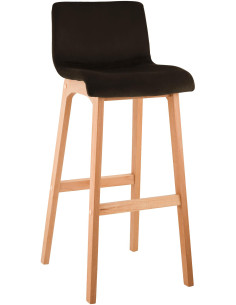 Tabouret de bar scandinave Velours Marron Bois de hêtre Naturel Ociel - 1