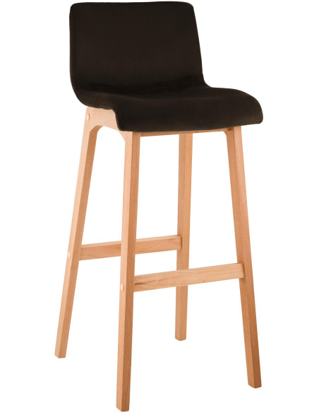 Tabouret de bar scandinave Velours Marron Bois de hêtre Naturel Ociel - 1