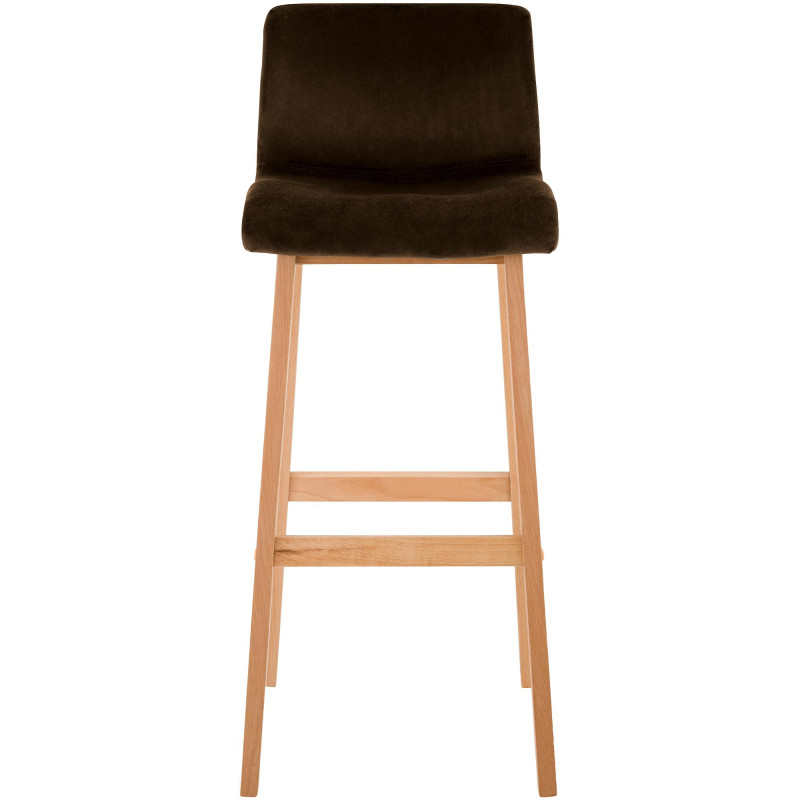 Tabouret de bar scandinave Velours Marron Bois de hêtre Naturel Ociel - 4