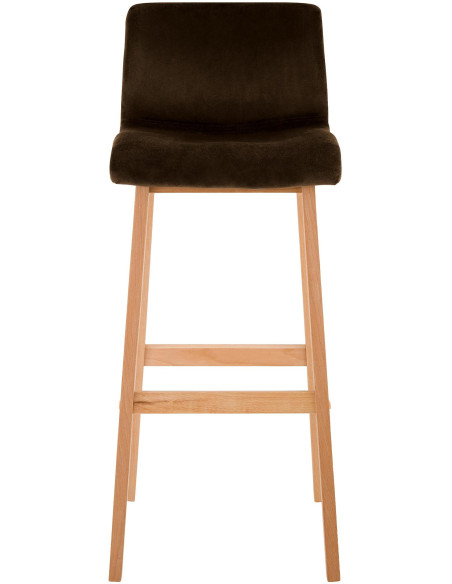 Tabouret de bar scandinave Velours Marron Bois de hêtre Naturel Ociel - 4