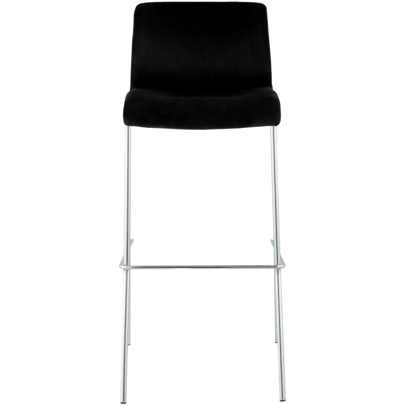 Tabouret de bar moderne chic Velours Noir Métal Argenté Chromé Zeyon - 4