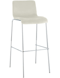 Tabouret de bar moderne chic Velours Blanc crème Métal Argenté Chromé Zeyon - 1