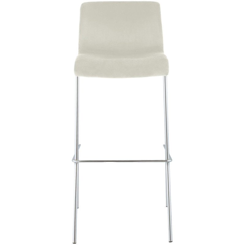 Tabouret de bar moderne chic Velours Blanc crème Métal Argenté Chromé Zeyon - 4