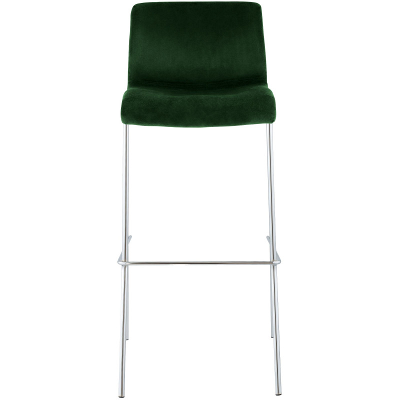 Tabouret de bar moderne chic Velours Vert Métal Argenté Chromé Zeyon - 2