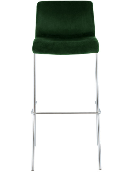 Tabouret de bar moderne chic Velours Vert Métal Argenté Chromé Zeyon - 2