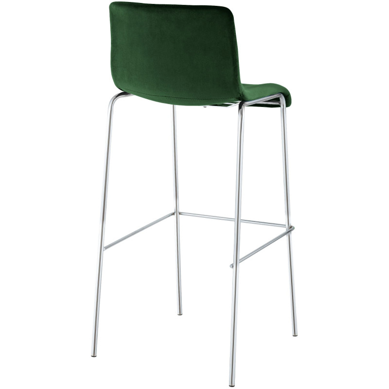 Tabouret de bar moderne chic Velours Vert Métal Argenté Chromé Zeyon - 3
