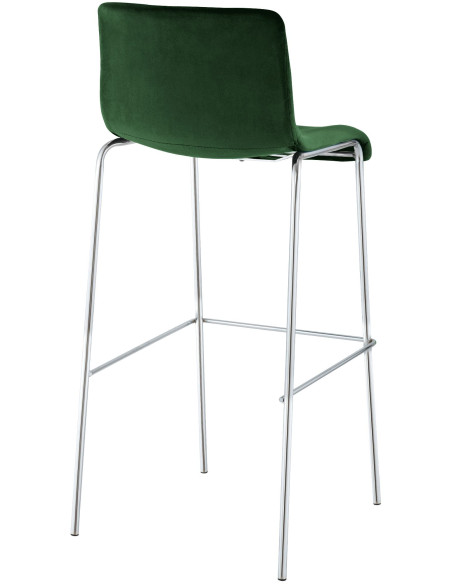 Tabouret de bar moderne chic Velours Vert Métal Argenté Chromé Zeyon - 3