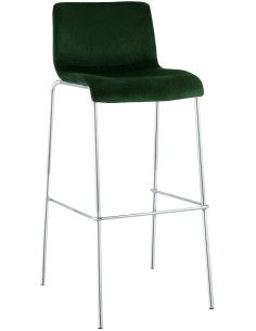 Tabouret de bar moderne chic Velours Vert Métal Argenté Chromé Zeyon - 1
