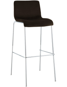 Tabouret de bar moderne chic Velours Marron Métal Argenté Chromé Zeyon - 1