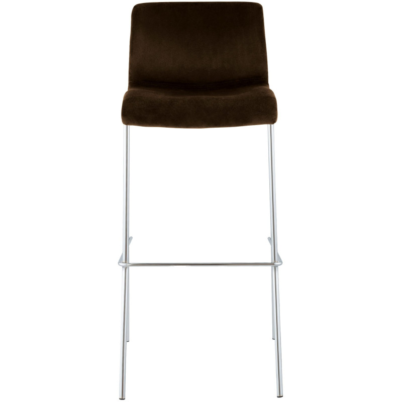 Tabouret de bar moderne chic Velours Marron Métal Argenté Chromé Zeyon - 4