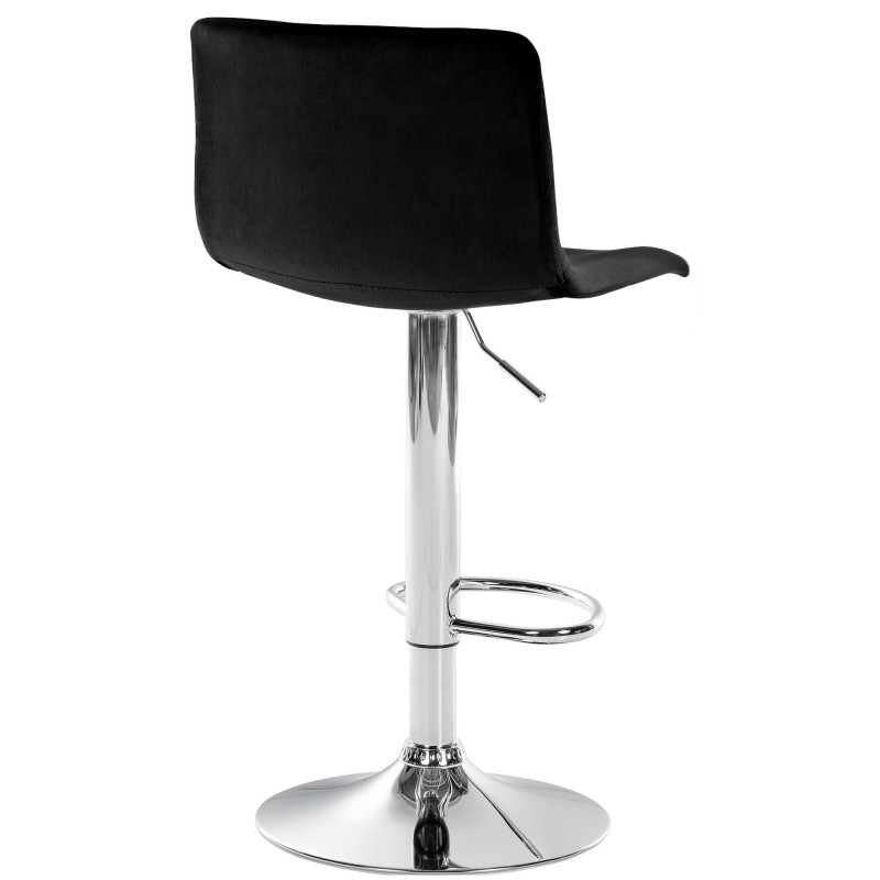 Tabouret de bar design Velours Noir Métal Argenté Zenil - 1