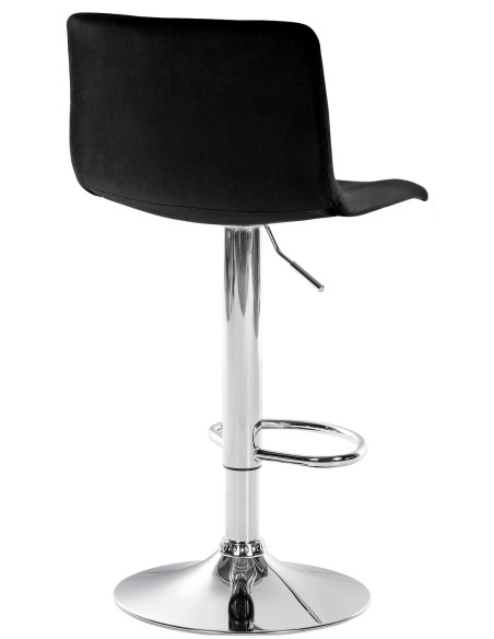 Tabouret de bar design Velours Noir Métal Argenté Zenil - 1