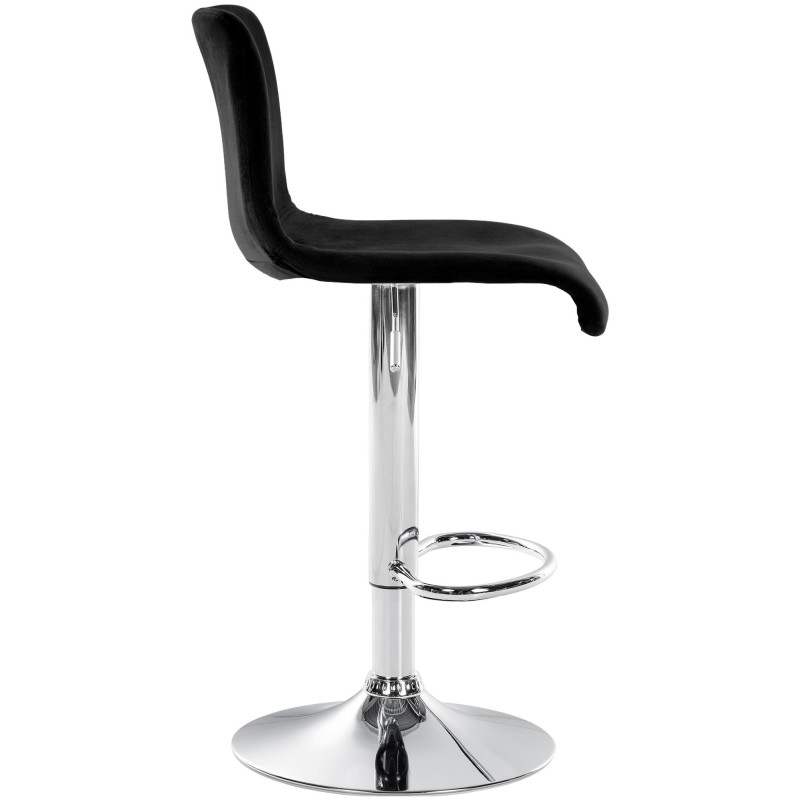 Tabouret de bar design Velours Noir Métal Argenté Zenil - 2