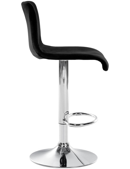Tabouret de bar design Velours Noir Métal Argenté Zenil - 2