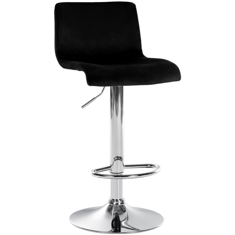 Tabouret de bar design Velours Noir Métal Argenté Zenil - 3