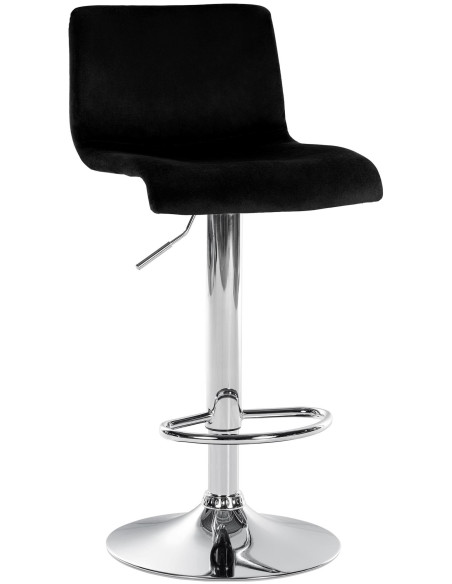 Tabouret de bar design Velours Noir Métal Argenté Zenil - 3