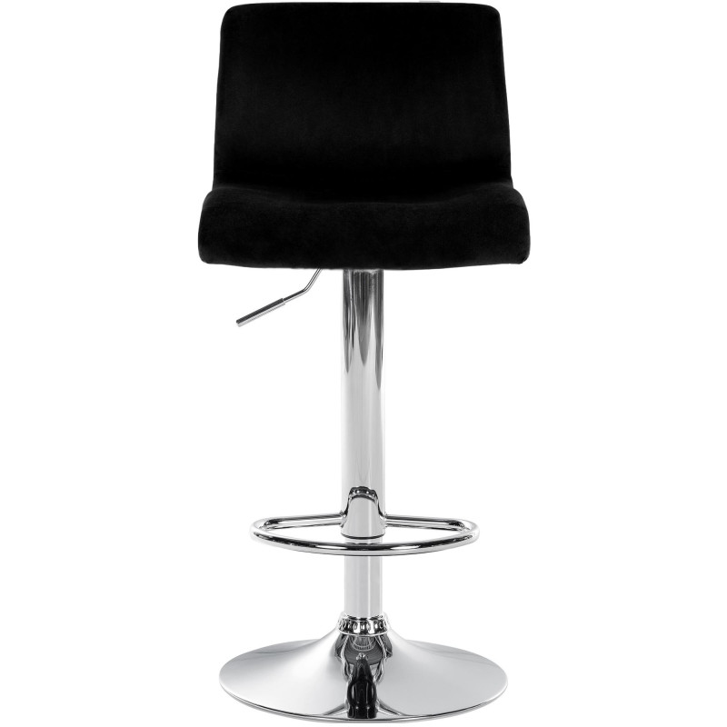 Tabouret de bar design Velours Noir Métal Argenté Zenil - 4