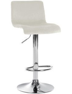 Tabouret de bar design Velours Blanc crème Métal Argenté Zenil - 1
